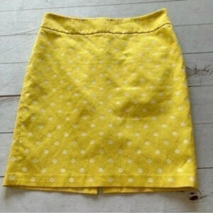 Ann Taylor Women Yellow Casual polka dot mini Skirt Size 12 Petites